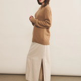 Brown cashmere sweater women - side view | Margot | Linnea Lund