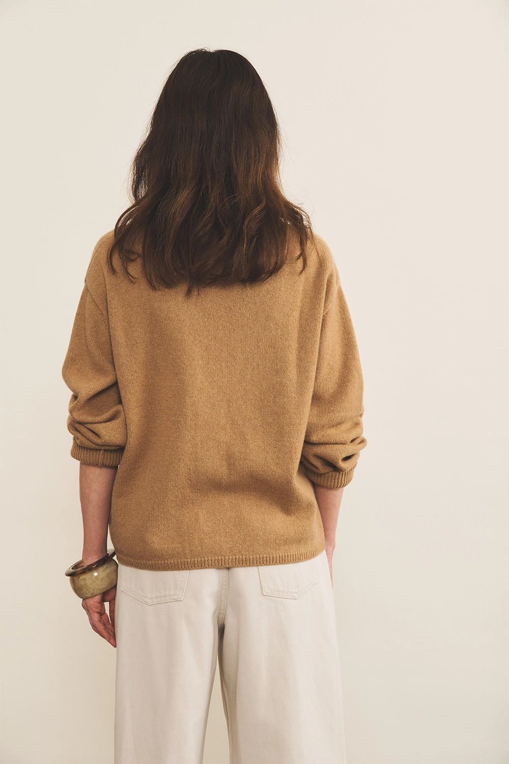 brown cashmere cardigan women - back view | Matilda | Linnea Lund