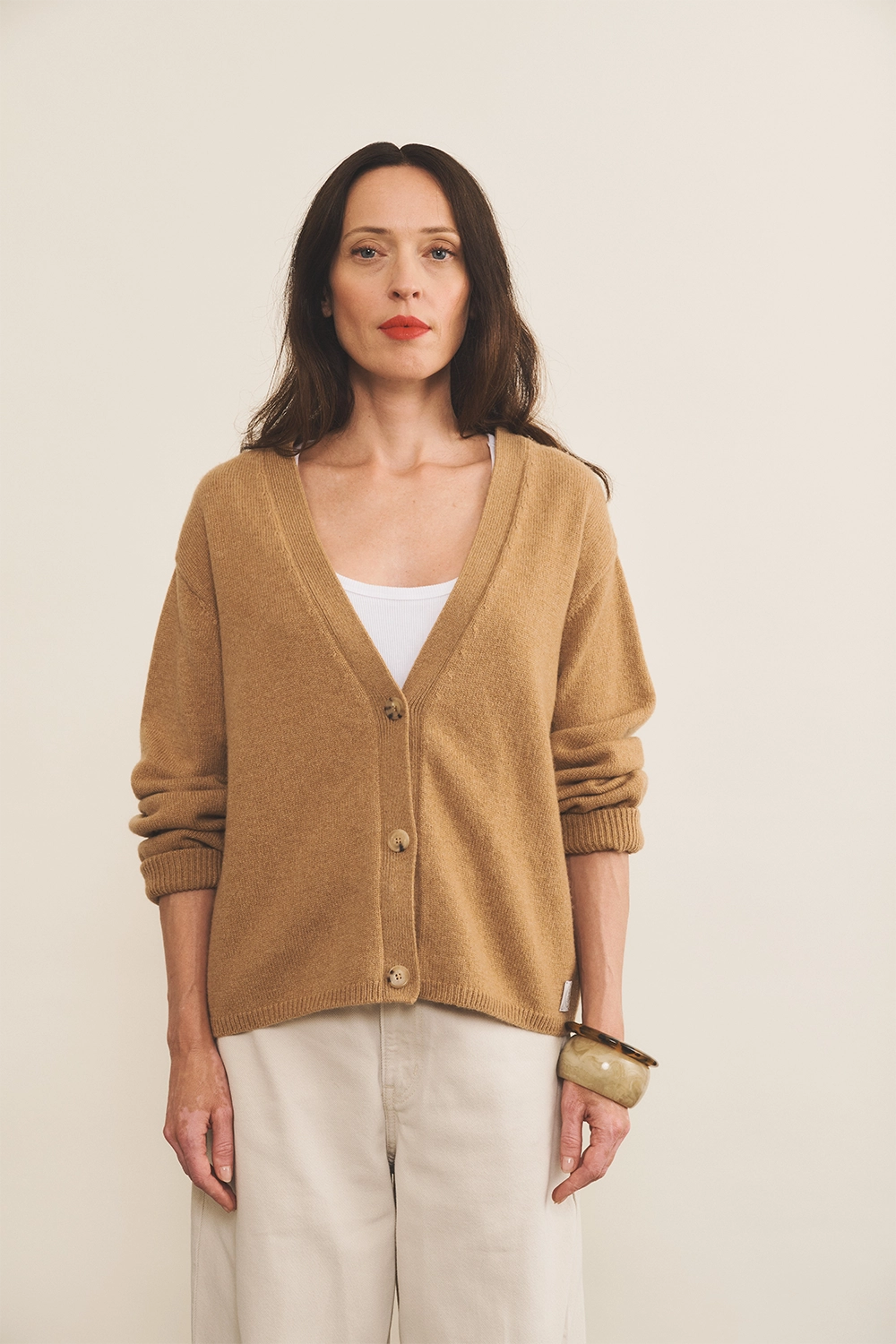 brown cashmere cardigan women - front | Matilda | Linnea Lund