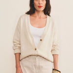 off white cashmere cardigan women - front | Matilda | Linnea Lund