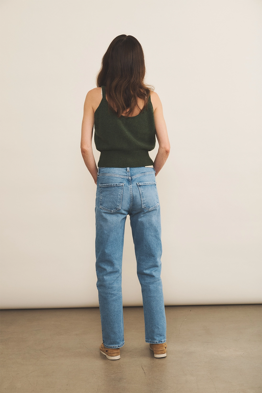 Dark green cashmere top women - back view | Maud | Linnea Lund
