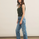 Dark green cashmere top women - side view | Maud | Linnea Lund