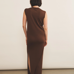 brown chocolate cashmere dress women - back view | Mia | Linnea Lund
