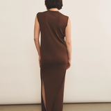 brown chocolate cashmere dress women - back view | Mia | Linnea Lund