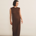 brown chocolate cashmere dress women - front | Mia | Linnea Lund