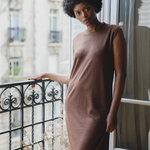 brown chocolate cashmere dress women - back view | Mia | Linnea Lund