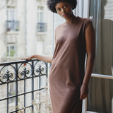 brown chocolate cashmere dress women - back view | Mia | Linnea Lund