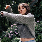 Grey cable knit cashmere sweater for women | Mila | Linnea Lund