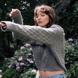 Grey cable knit cashmere sweater for women | Mila | Linnea Lund