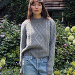 Grey cable knit cashmere sweater for women | Mila | Linnea Lund