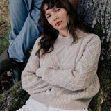Beige cable knit cashmere sweater for women | Mila | Linnea Lund