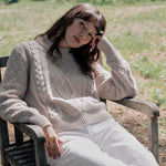 Beige cable knit cashmere sweater for women | Mila | Linnea Lund