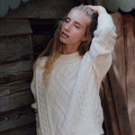 White cable knit cashmere sweater for women | Mila | Linnea Lund