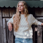 White cable knit cashmere sweater for women | Mila | Linnea Lund