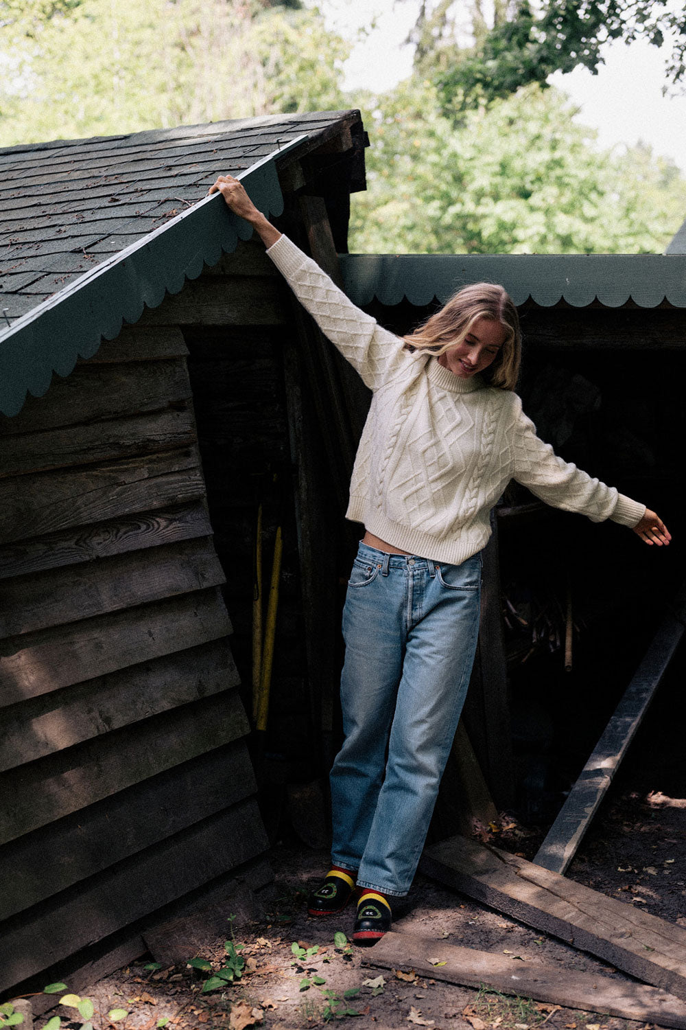 White cable knit cashmere sweater for women | Mila | Linnea Lund