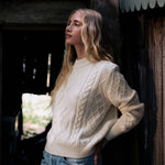 White cable knit cashmere sweater for women | Mila | Linnea Lund