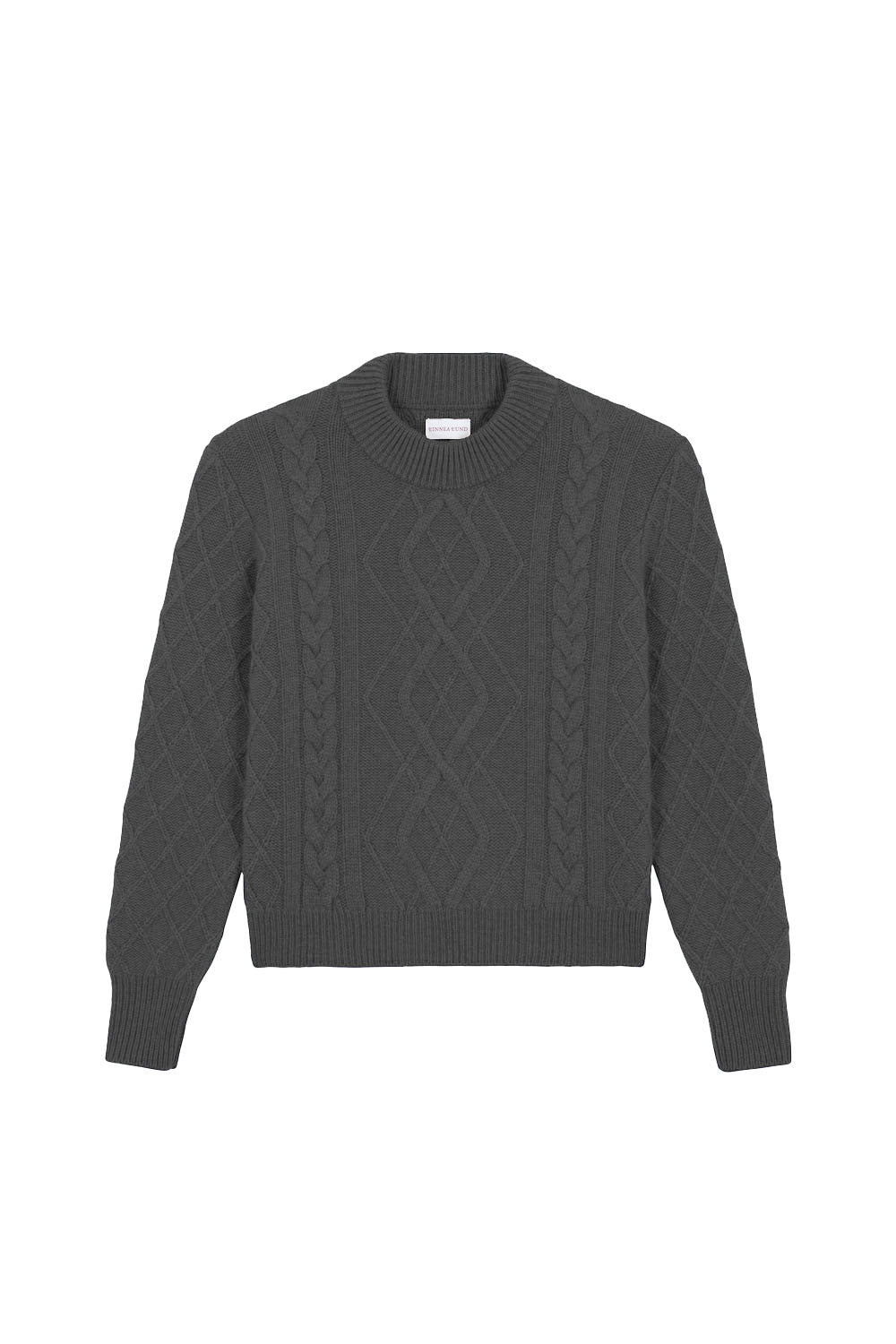 Dark grey cable knit cashmere sweater for women | Mila | Linnea Lund