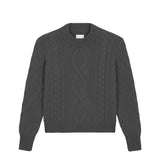 Dark grey cable knit cashmere sweater for women | Mila | Linnea Lund
