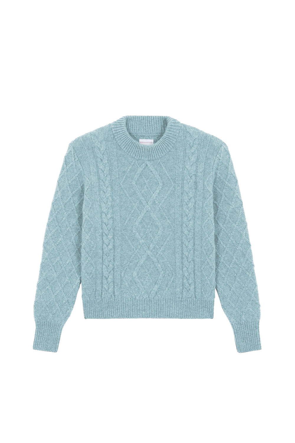 Aqua blue cable knit cashmere sweater for women | Mila | Linnea Lund