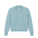 Aqua blue cable knit cashmere sweater for women | Mila | Linnea Lund