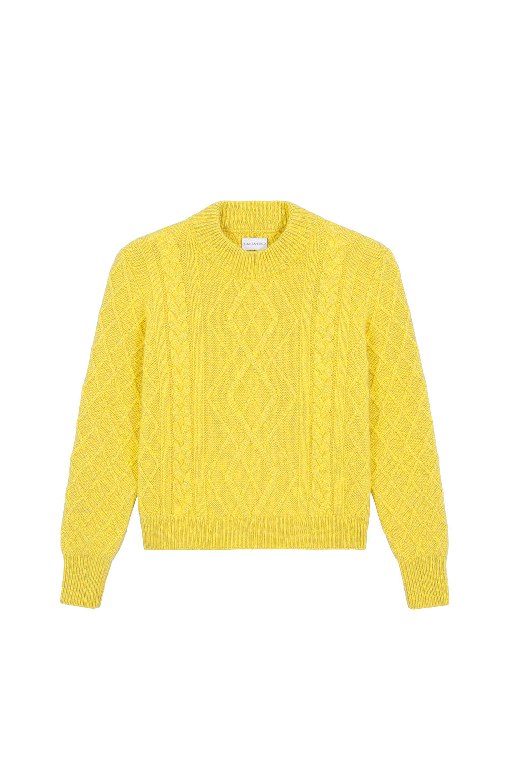 Bright yellow cable knit cashmere sweater for women | Mila | Linnea Lund