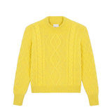 Bright yellow cable knit cashmere sweater for women | Mila | Linnea Lund