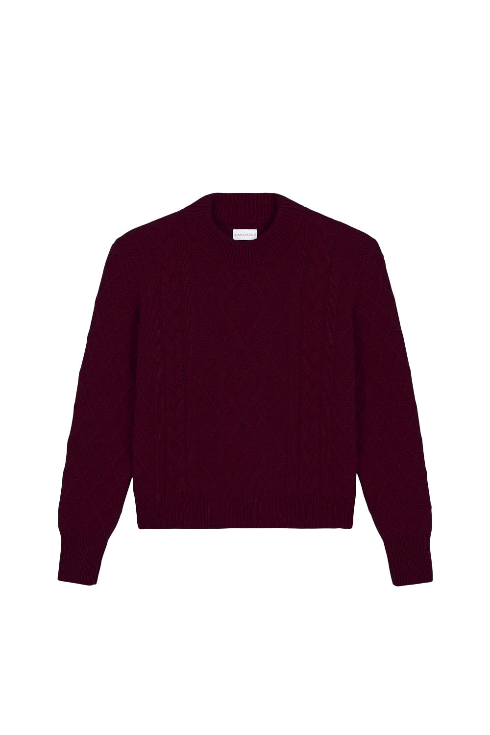 Burgundy cable knit cashmere sweater for women | Mila | Linnea Lund