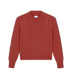 Ocher red cable knit cashmere sweater for women | Mila | Linnea Lund