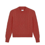 Ocher red cable knit cashmere sweater for women | Mila | Linnea Lund