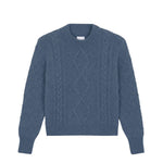 Denim blue cable knit cashmere sweater for women | Mila | Linnea Lund