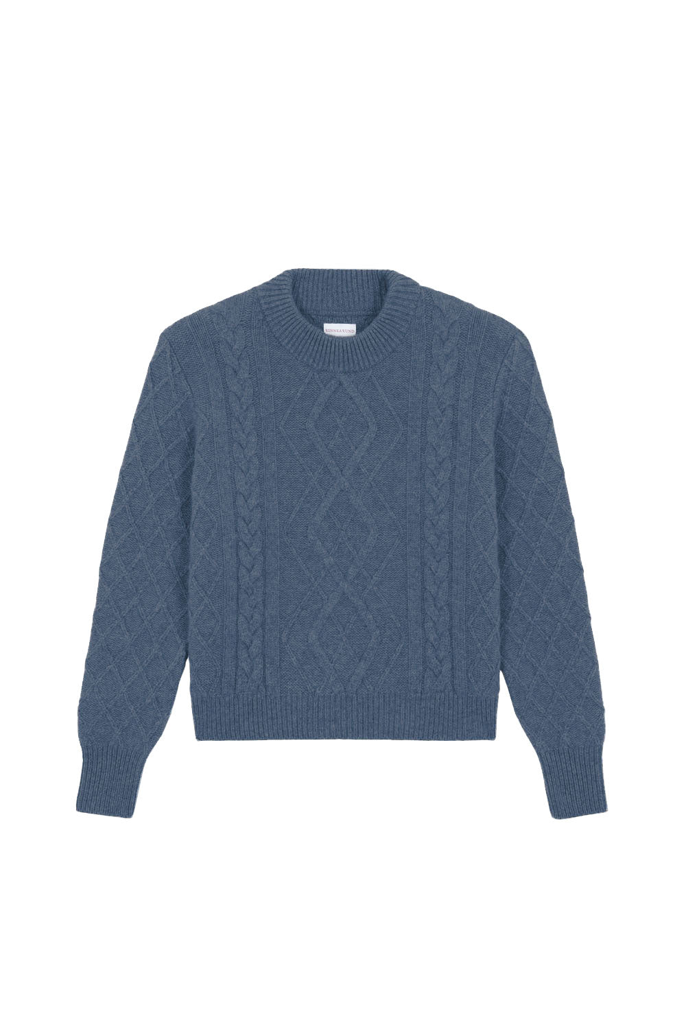 Denim blue cable knit cashmere sweater for women | Mila | Linnea Lund