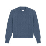 Denim blue cable knit cashmere sweater for women | Mila | Linnea Lund