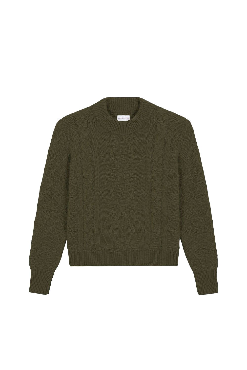 Khaki cable knit cashmere sweater for women | Mila | Linnea Lund