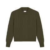 Khaki cable knit cashmere sweater for women | Mila | Linnea Lund