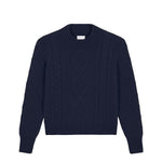 Dark blue cable knit cashmere sweater for women | Mila | Linnea Lund