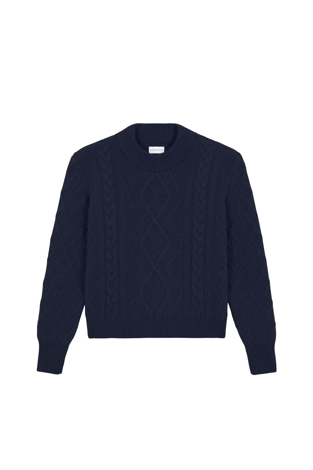 Dark blue cable knit cashmere sweater for women | Mila | Linnea Lund