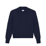 Dark blue cable knit cashmere sweater for women | Mila | Linnea Lund
