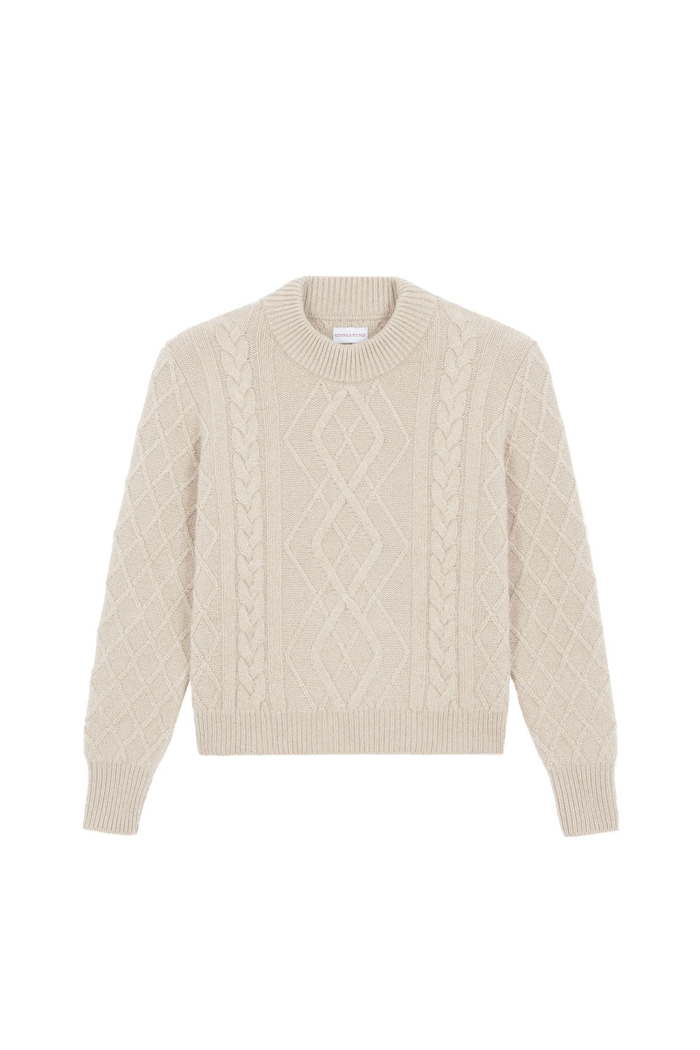 Beige cable knit cashmere sweater for women | Mila | Linnea Lund