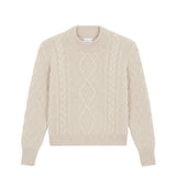 Beige cable knit cashmere sweater for women | Mila | Linnea Lund