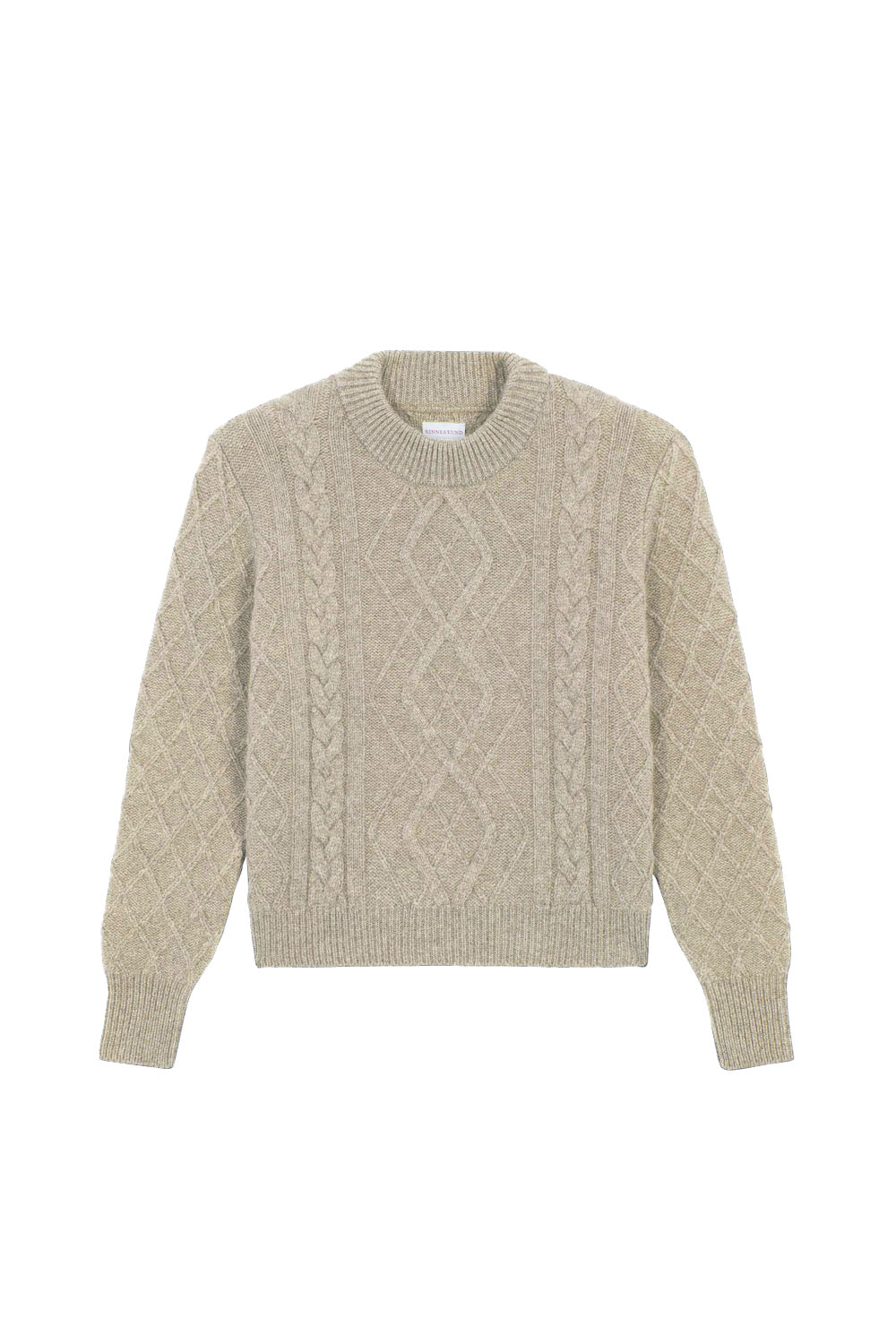 Dark beige cable knit cashmere sweater for women | Mila | Linnea Lund