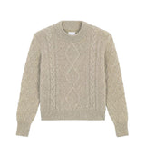 Dark beige cable knit cashmere sweater for women | Mila | Linnea Lund