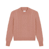 Rose gold cable knit cashmere sweater for women | Mila | Linnea Lund