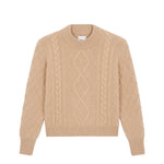 Sand beige cable knit cashmere sweater for women | Mila | Linnea Lund