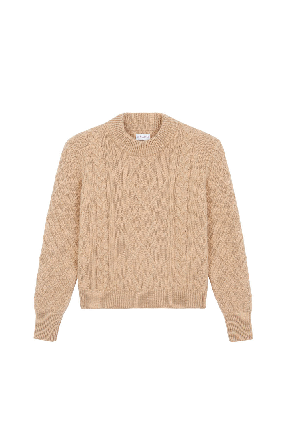 Sand beige cable knit cashmere sweater for women | Mila | Linnea Lund