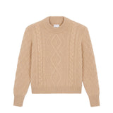 Sand beige cable knit cashmere sweater for women | Mila | Linnea Lund