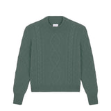 Verdigris cable knit cashmere sweater for women | Mila | Linnea Lund