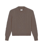 Taupe cable knit cashmere sweater for women | Mila | Linnea Lund