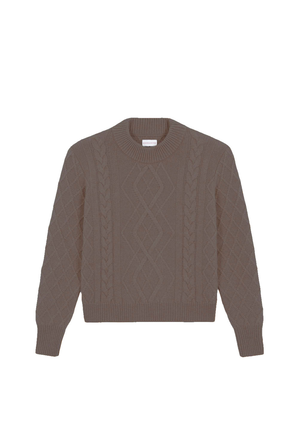 Taupe cable knit cashmere sweater for women | Mila | Linnea Lund
