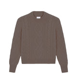 Taupe cable knit cashmere sweater for women | Mila | Linnea Lund