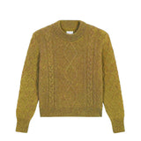 Ocher green cable knit cashmere sweater for women | Mila | Linnea Lund